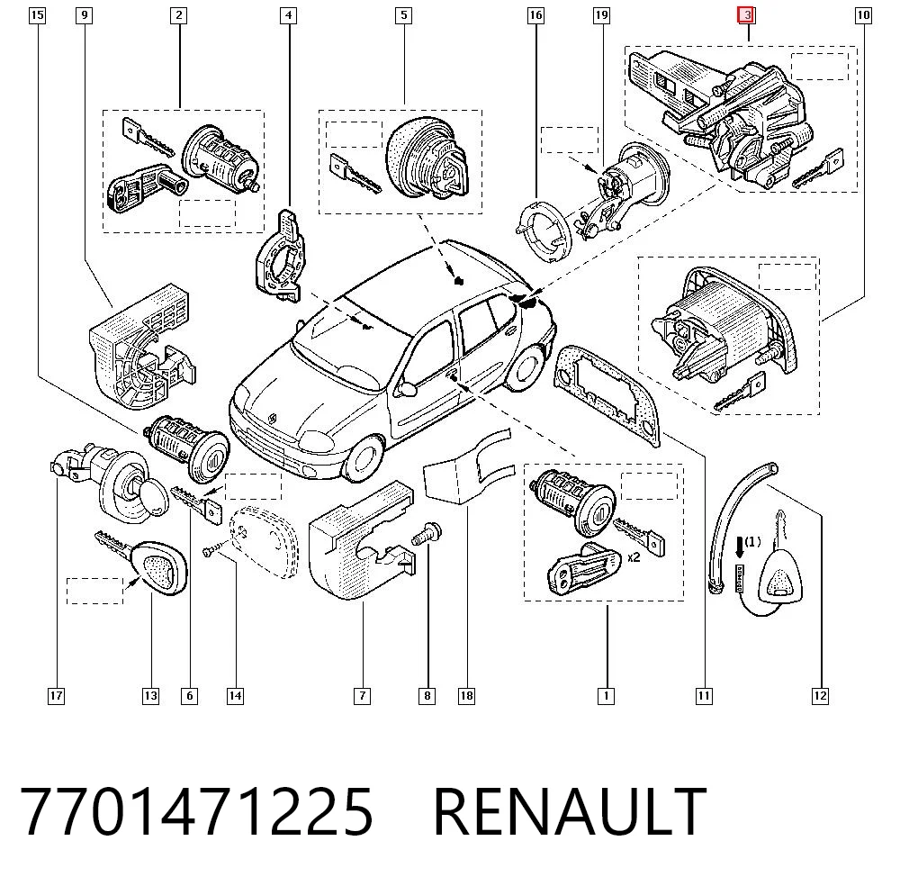 7701471225 Renault (RVI) Замок п'ятих дверей