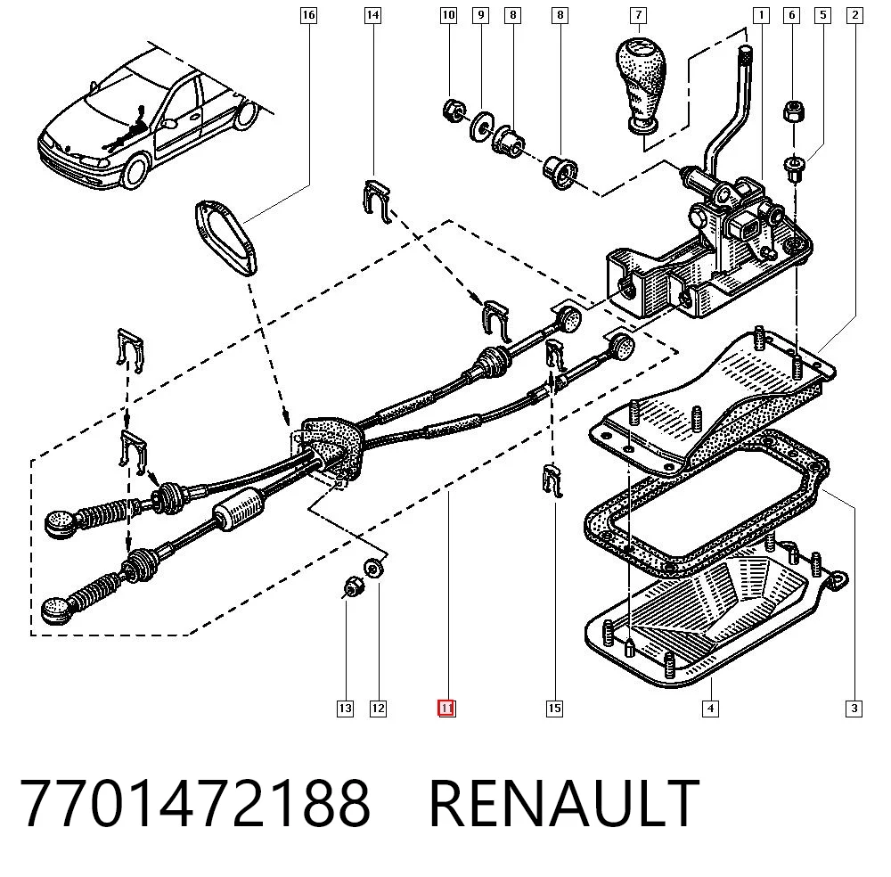 Трос коробки передач на Renault Laguna I B56, 556