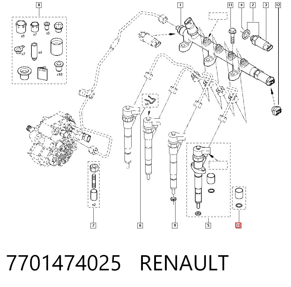 7701474025 Renault (RVI) Ремкомплект форсунки