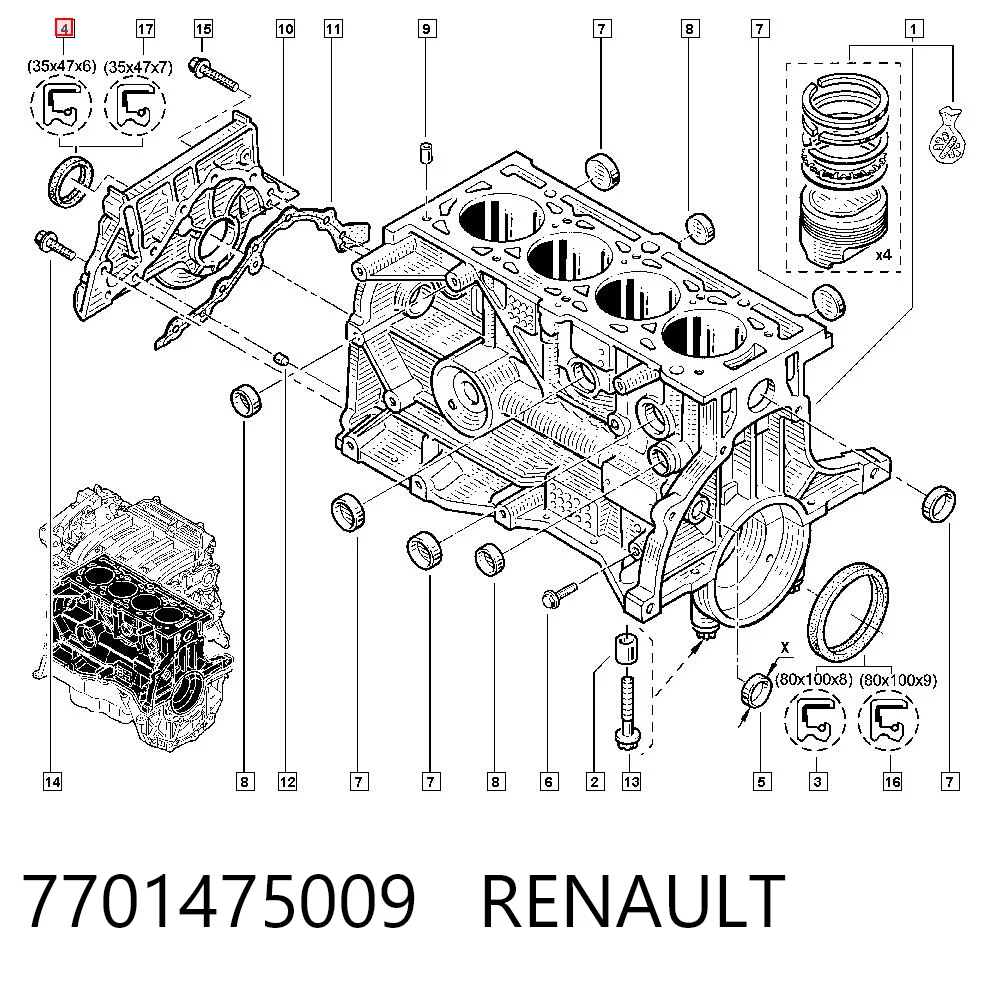Сальник колінчастого валу на Renault Kangoo II FW0
