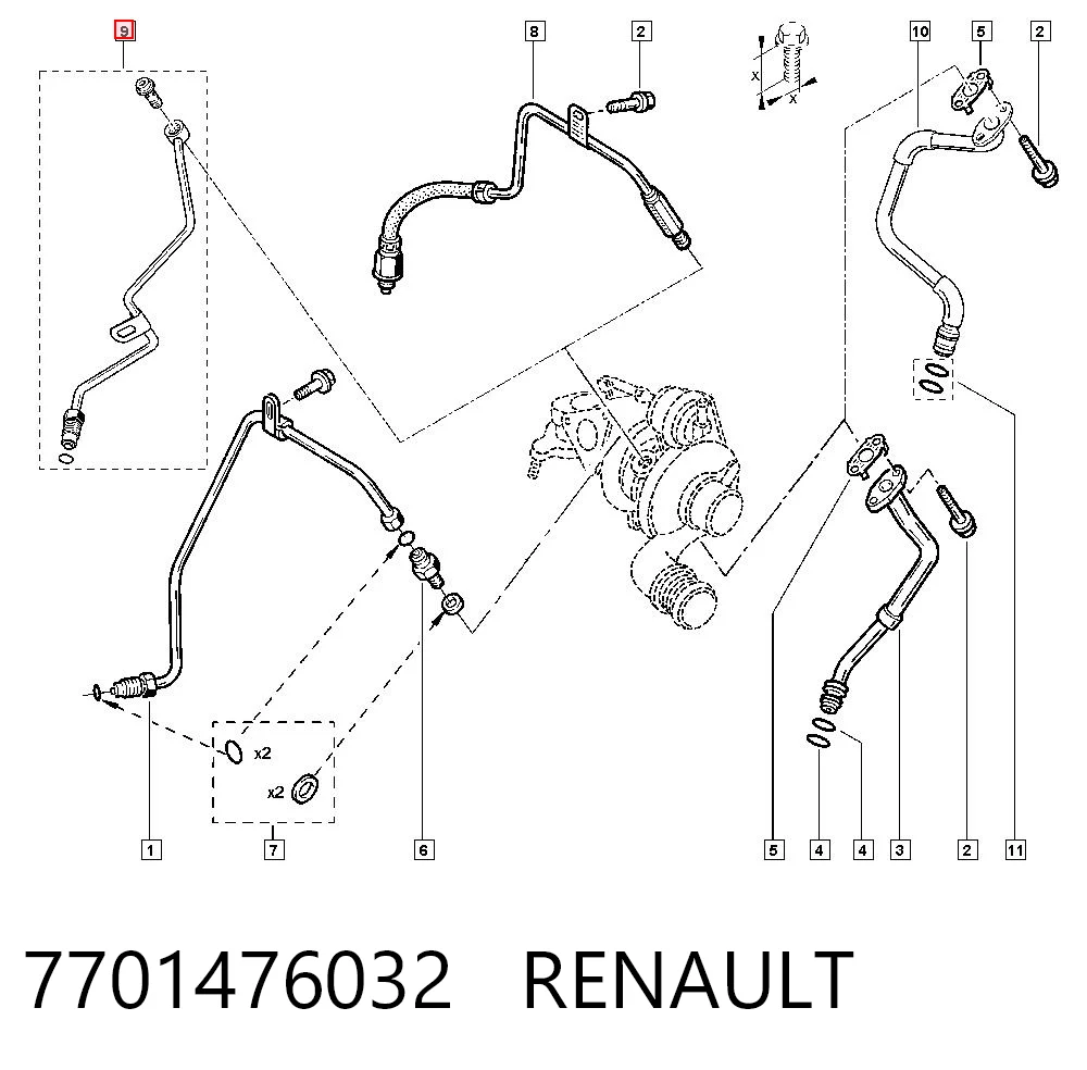 Трубка/шланг подачі масла до турбіни Mitsubishi 7701476032 ціна, від 21.48 USD