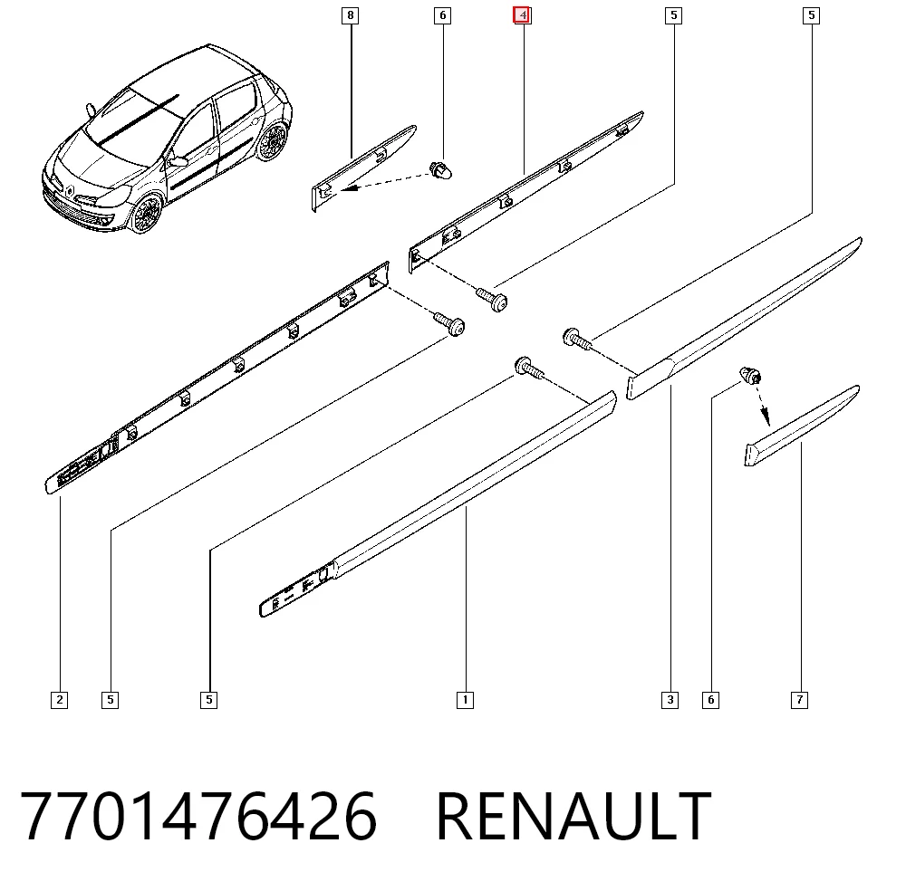 60500042 Polcar Молдинг задніх правих дверей
