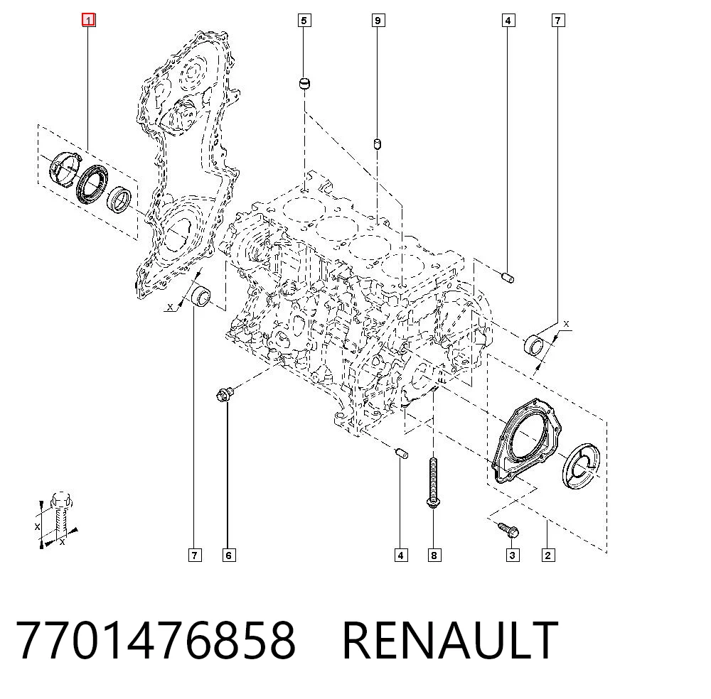 Сальник колінвала передній Renault Laguna III