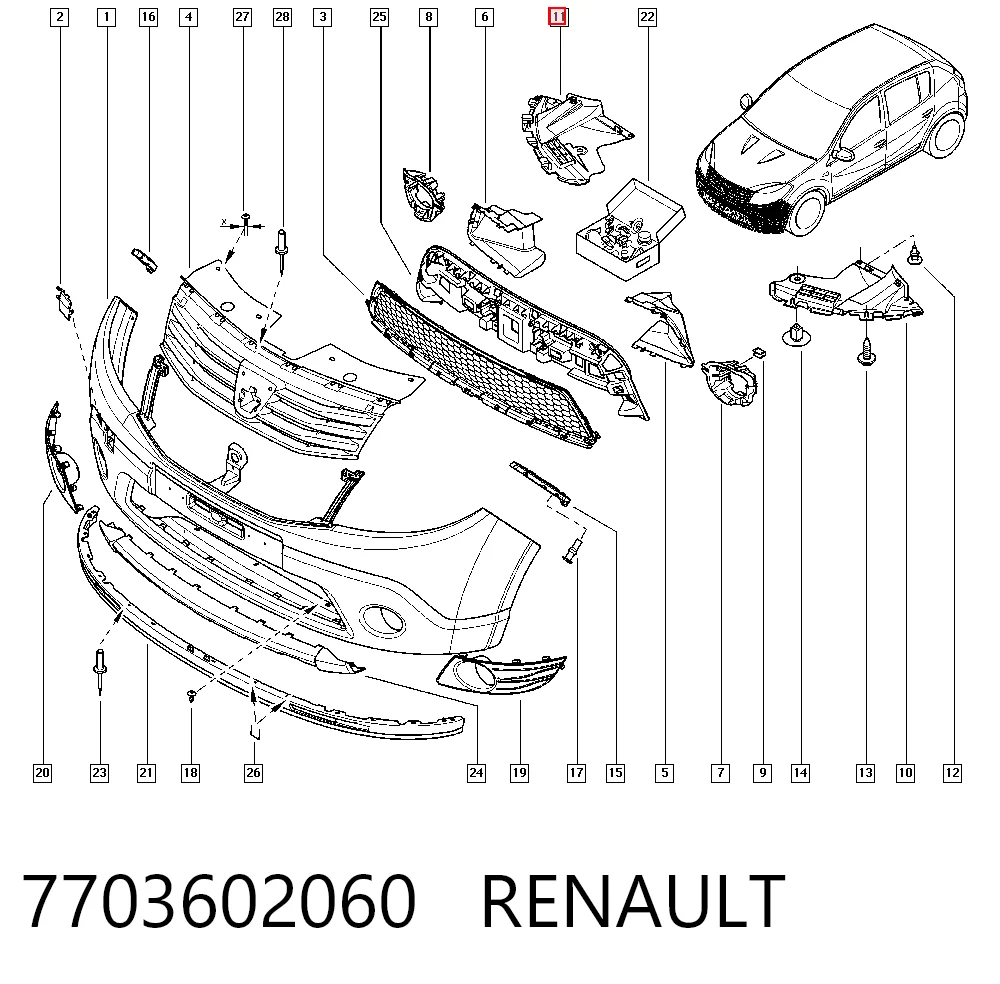 Захист бампера переднього, правий Lada 6001549323 ціна, від 3.08 USD