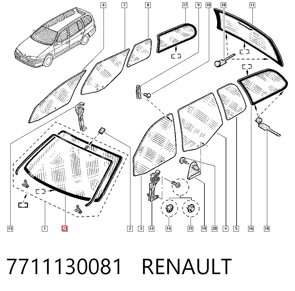 Автомобільне скло на Renault Megane I KA0, KA1