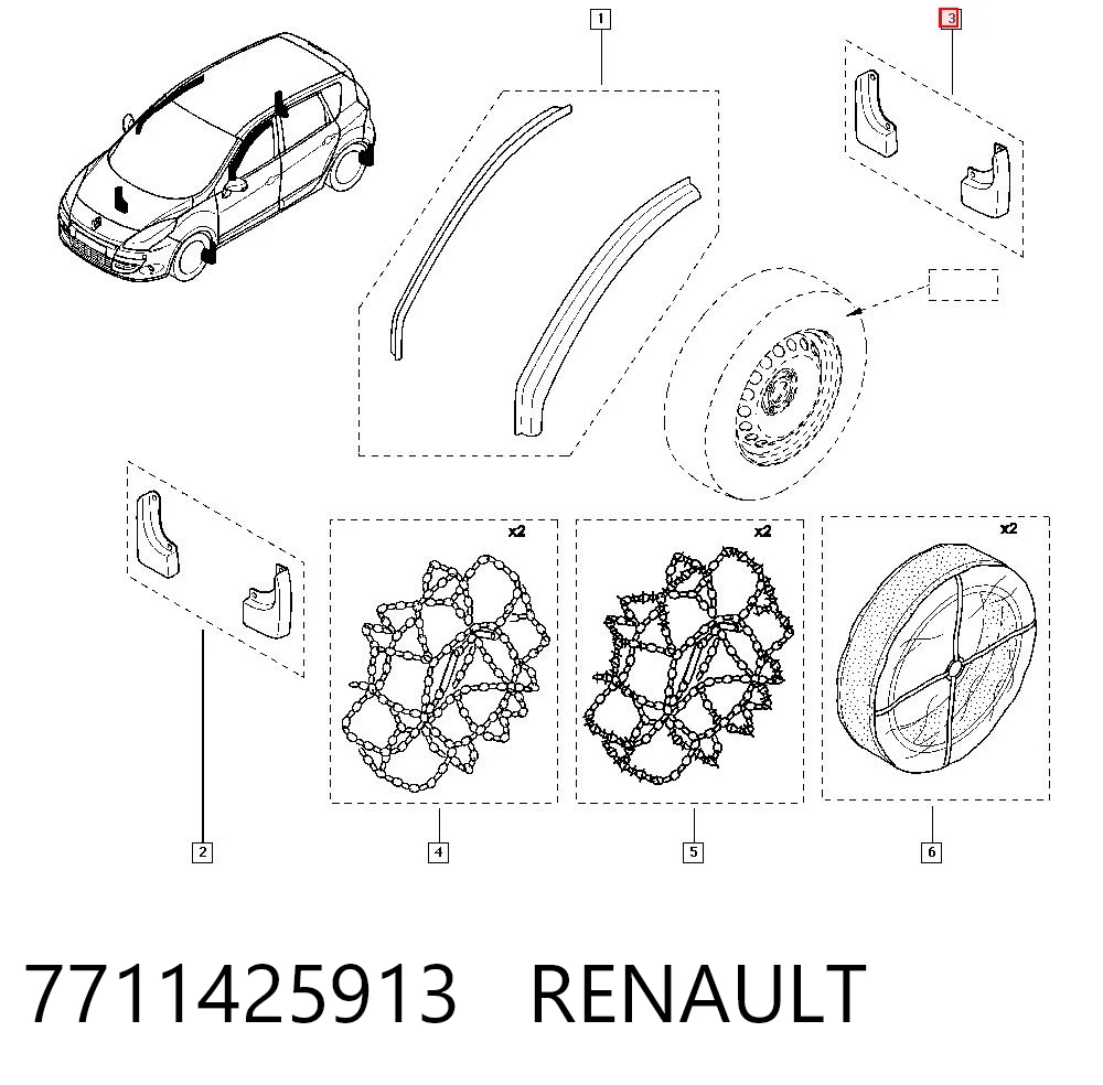 Бризковики задні, комплект Renault Scenic 3 JZ0, JZ1