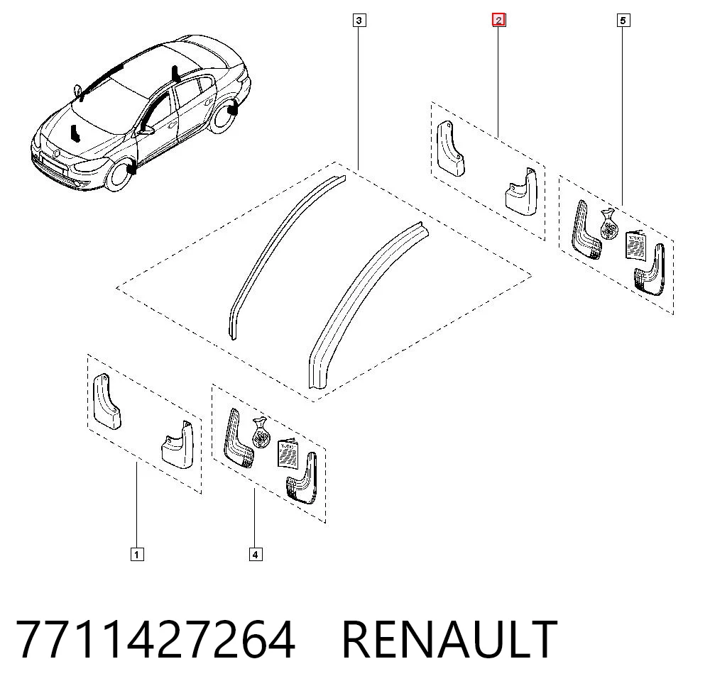 Бризковики задні, комплект Renault Megane 3 BZ0, BZ1, B3