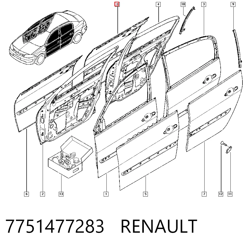 Двері пасажирські задні праві на Renault Megane II LM0, LM1
