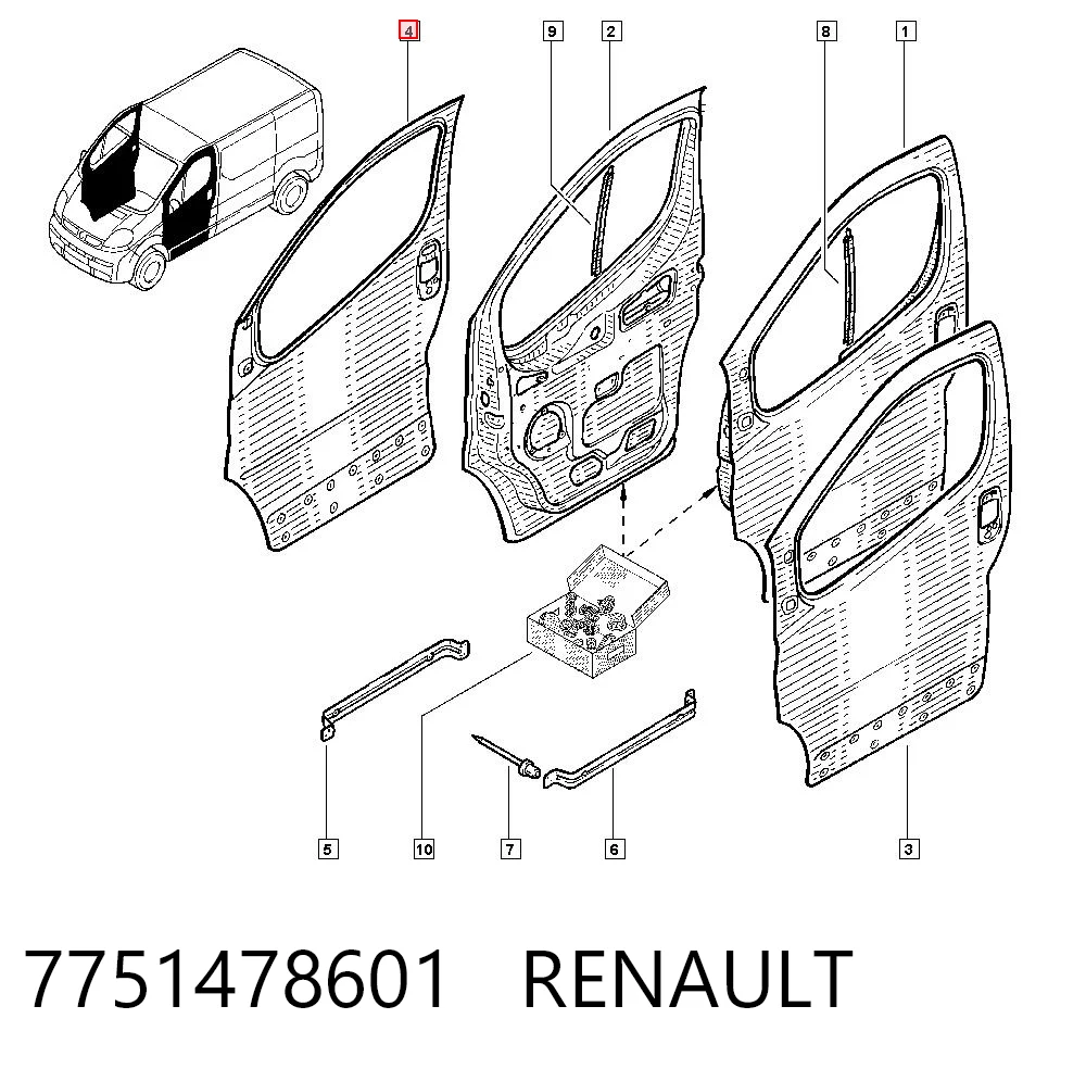 Пасажирські передні двері на Renault Trafic II FL