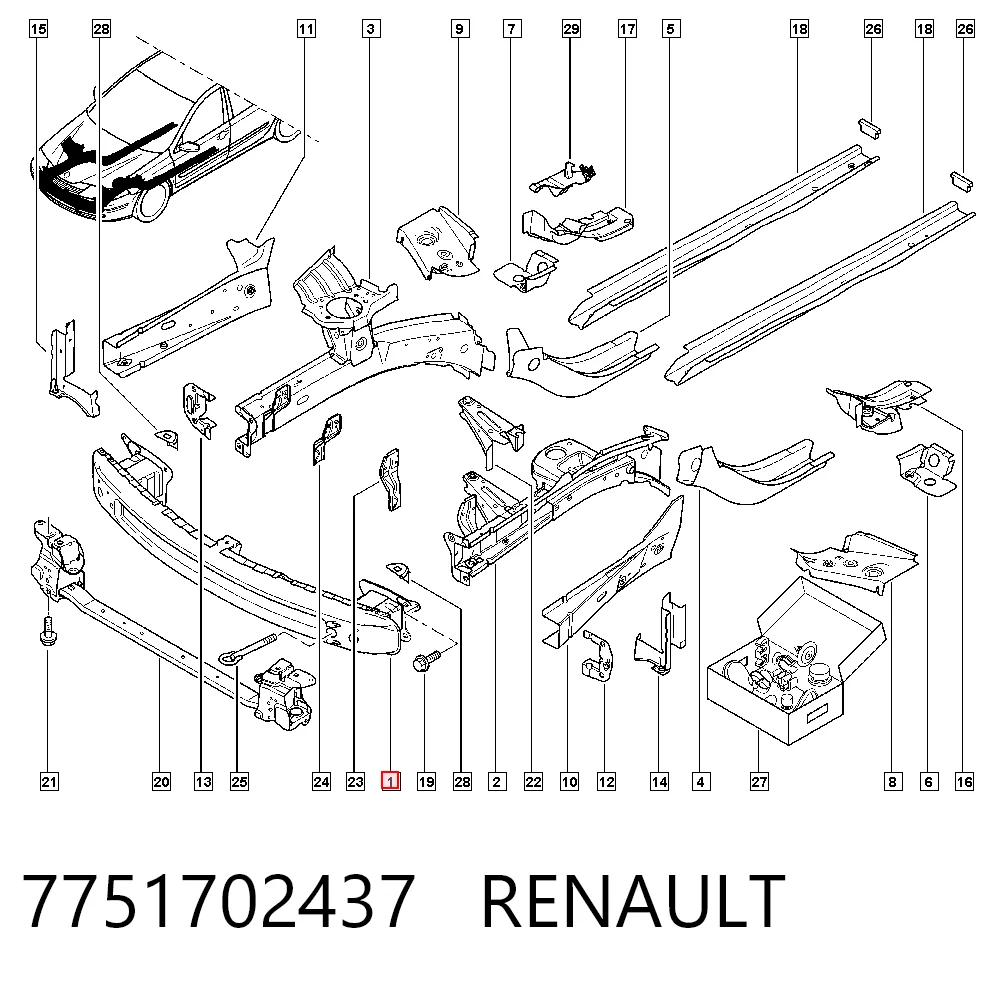 Шина бампера переднього Renault Laguna II універсал (KG0, KG1) (2001 - 2007) ціна, від 16.95 USD