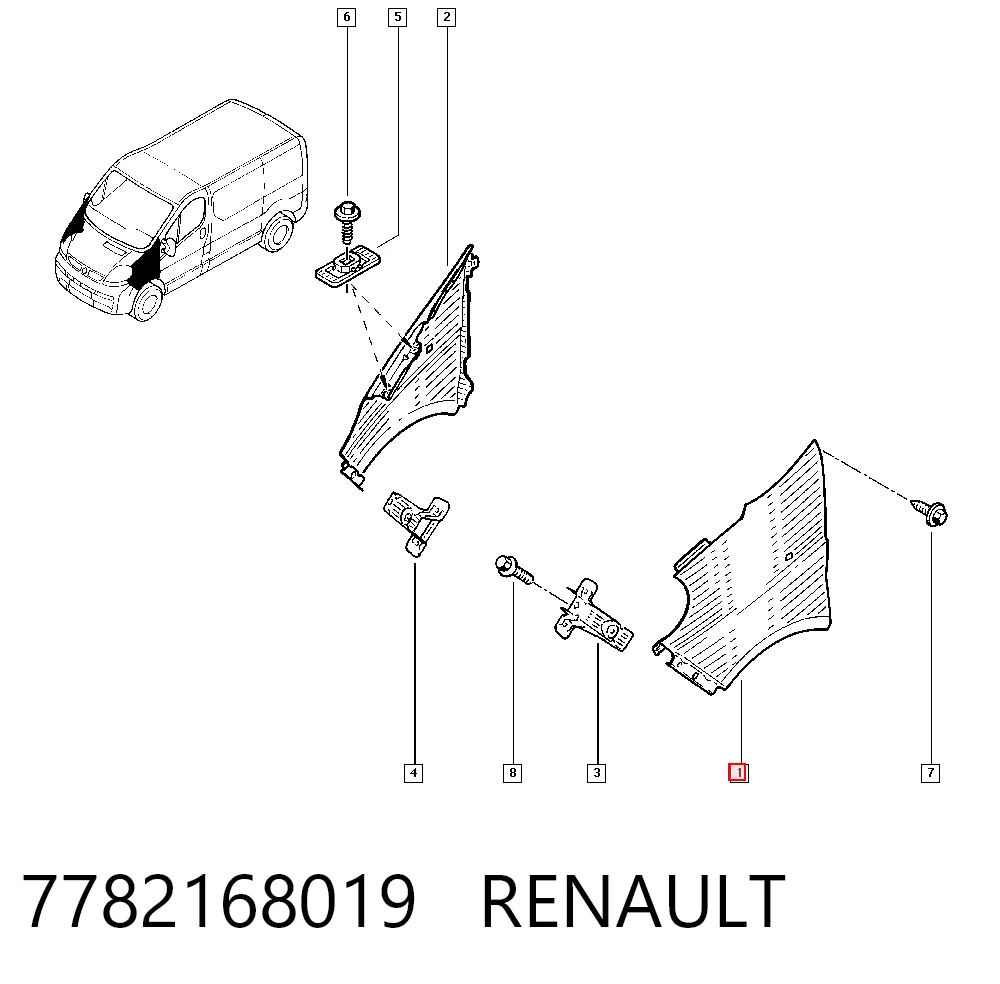 Ліве переднє крило Nissan Primastar фургон (X83) (2002 - 2026) ціна, від 44.63 USD