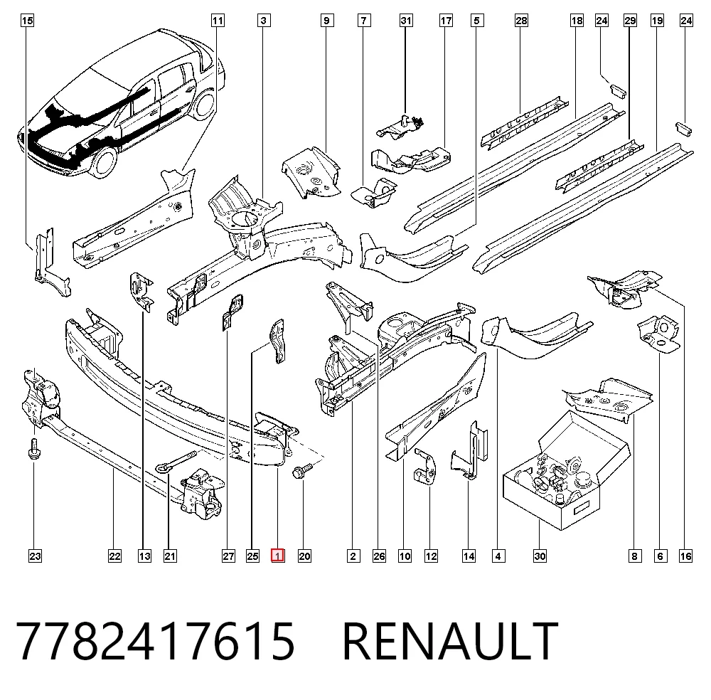 Підсилювач бампера переднього Renault Vel Satis BJ0