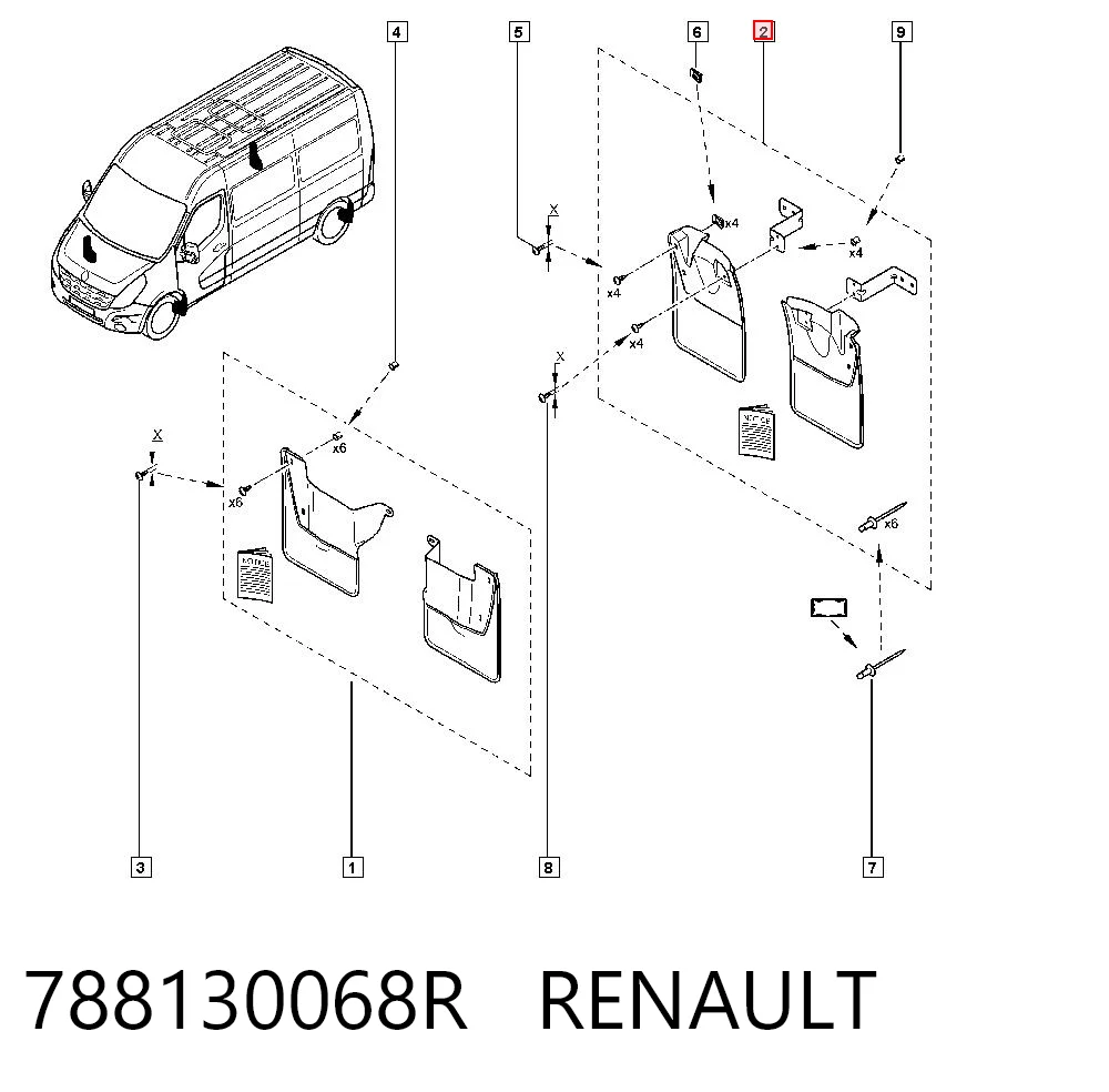 Задні бризковики Renault Master III фургон (FV) (2010 - 2024) ціна, від 66.61 USD