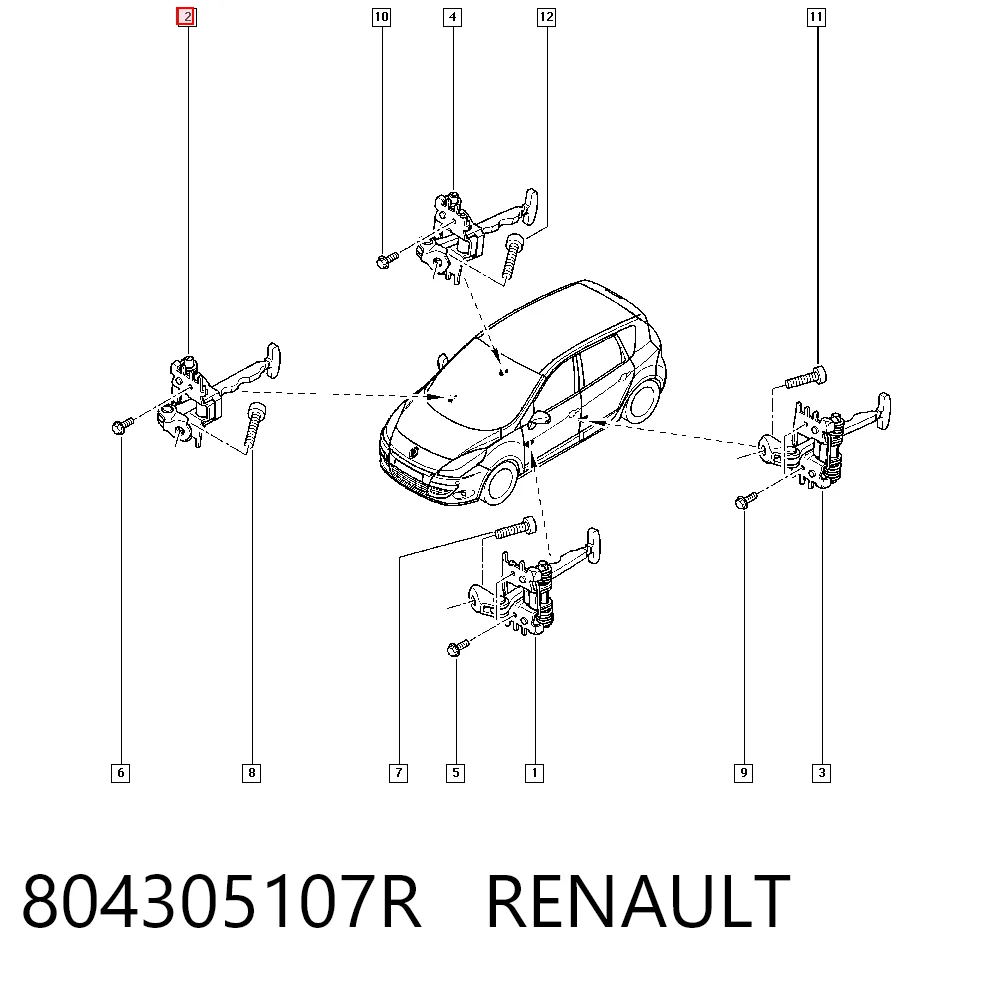 804305107R Renault (RVI) Обмежувач відкриття дверей, передній
