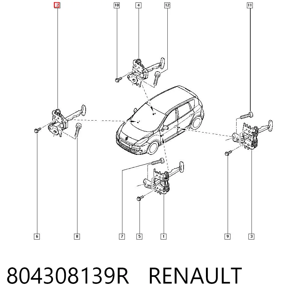 804308139R Renault (RVI) Обмежувач відкриття дверей, передній