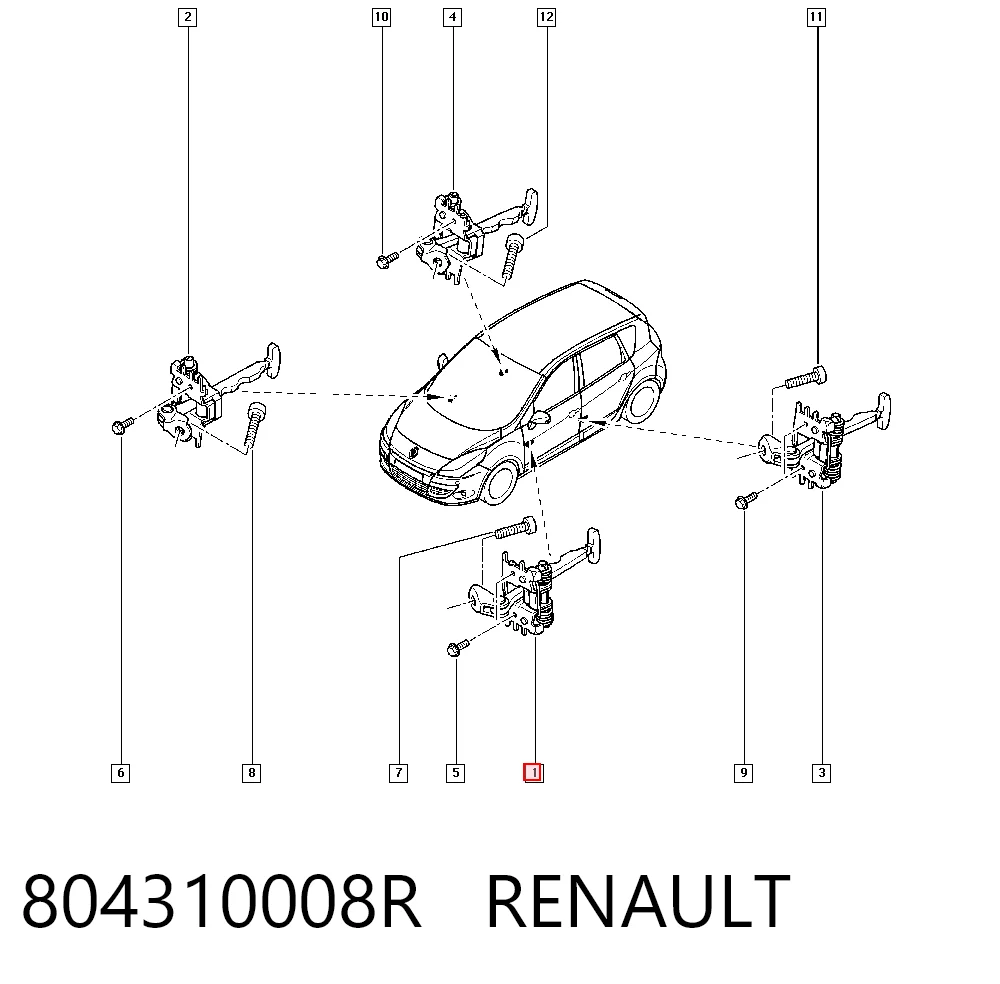 804310008R Renault (RVI) Обмежувач відкриття дверей, передній