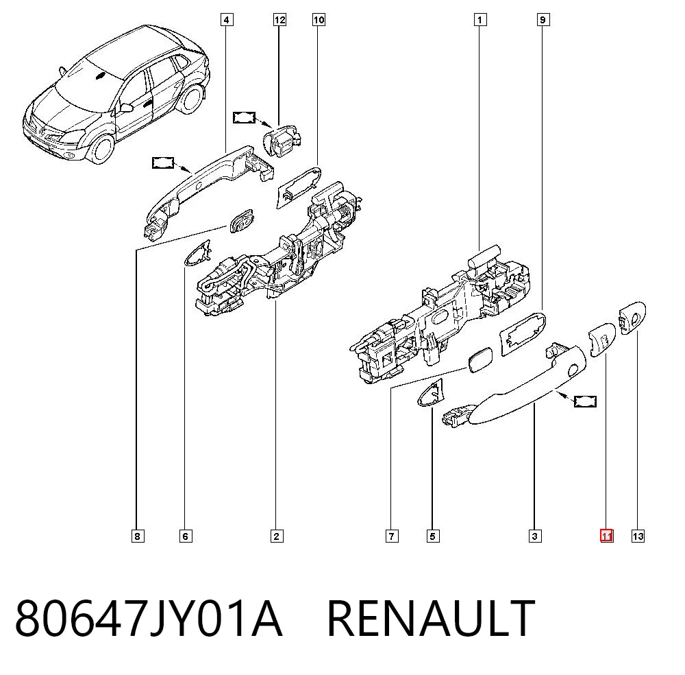 80647JY01A Renault (RVI) Накладка личинки замка дверей