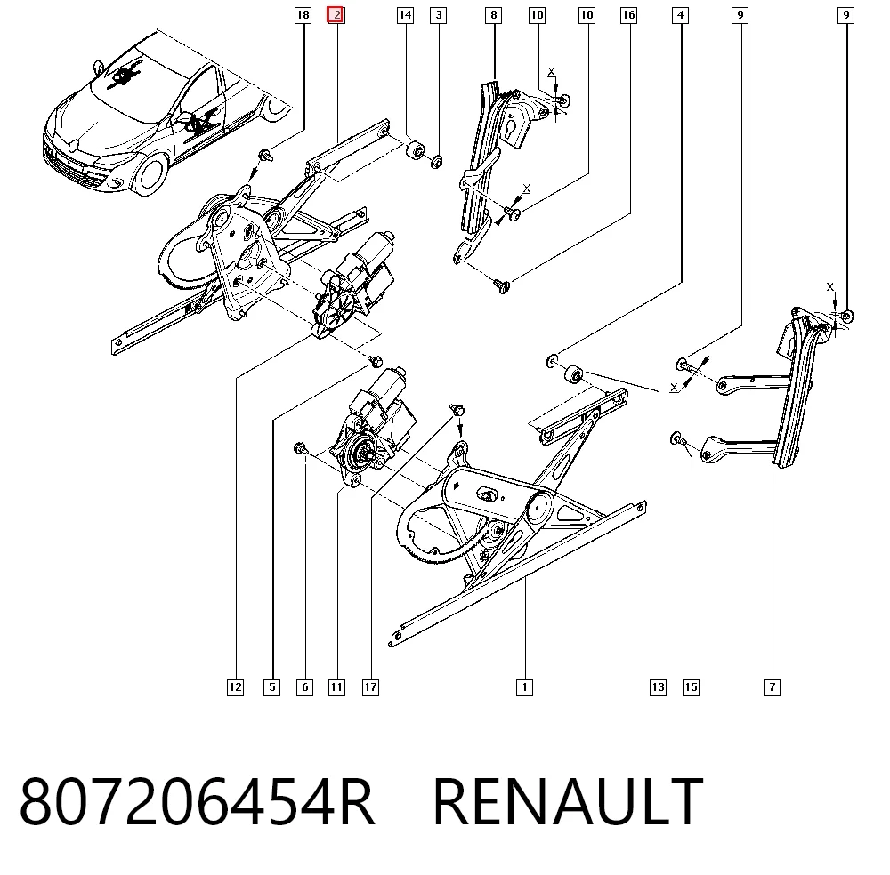 Склопідйомник (механізм переміщення скла) на Renault Megane III DZ0, DZ1