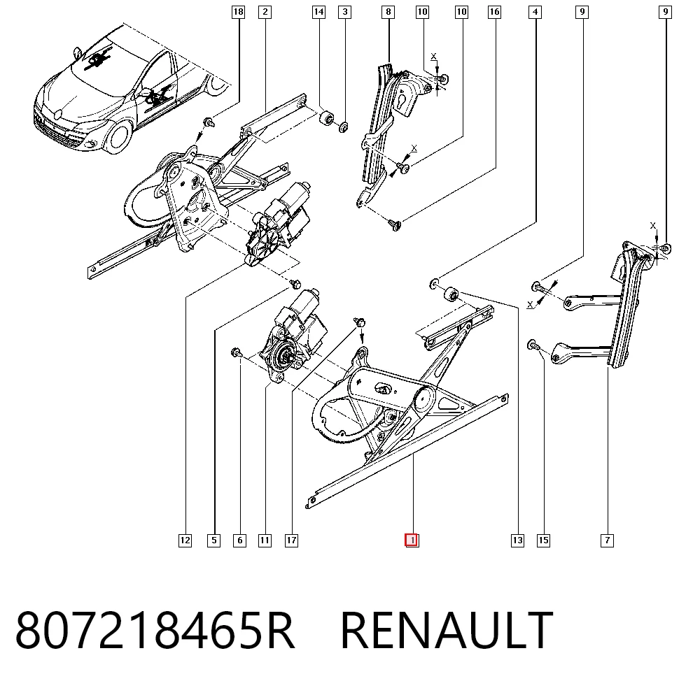 Підйомник механічний вітрового скла на Renault Megane III DZ0, DZ1