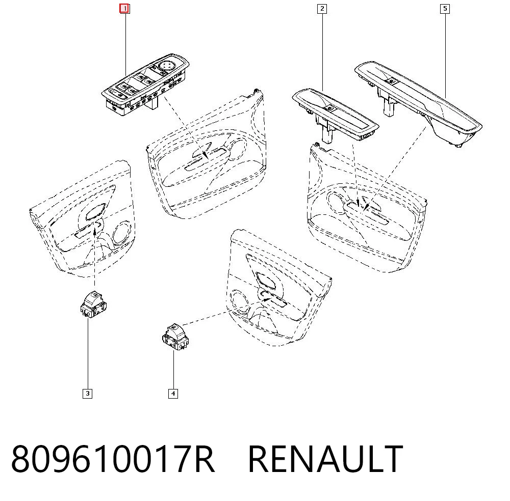 809610017R Renault (RVI) Кнопки переднього лівого склопід'ємника