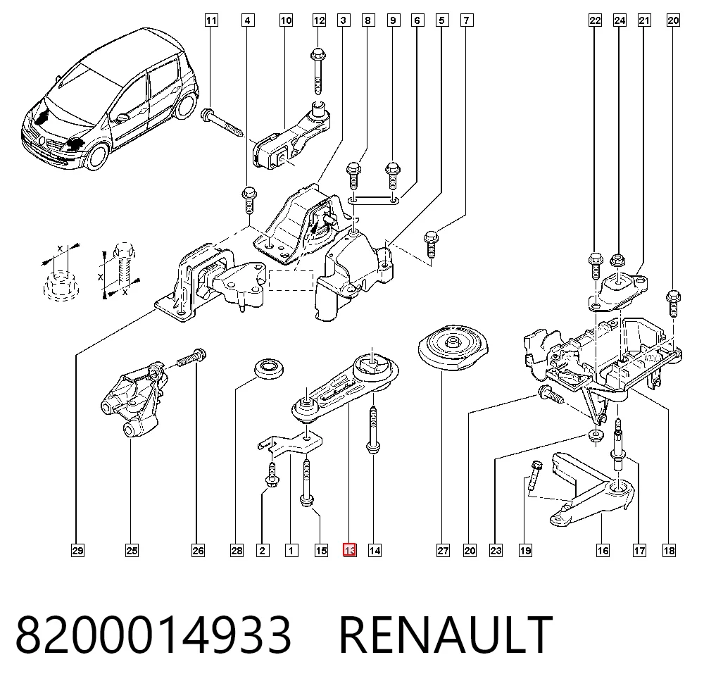 8200014933 Renault (RVI) Задня подушка двигуна