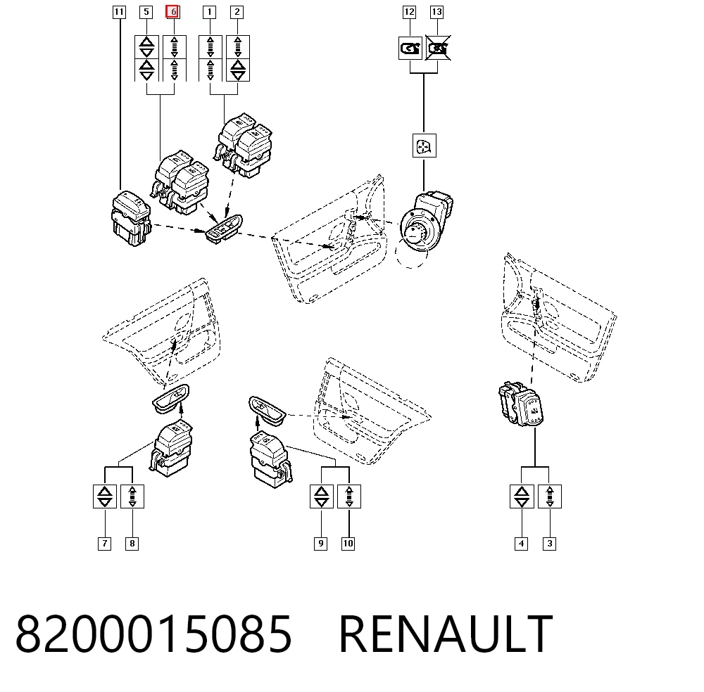 8200015085 Renault (RVI) Кнопки переднього лівого склопід'ємника