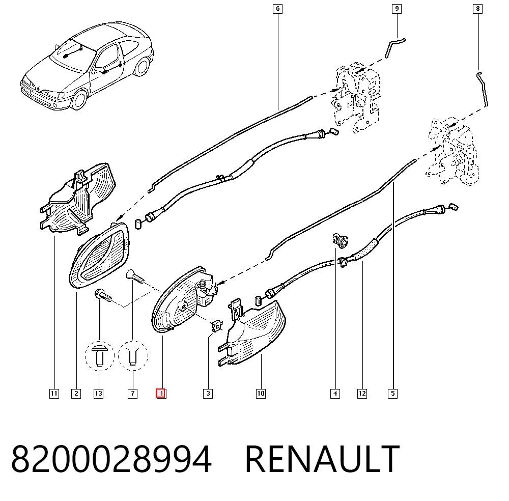 8200028994 Renault (RVI) Ручка дверей лівих, внутрішня, перед/зад