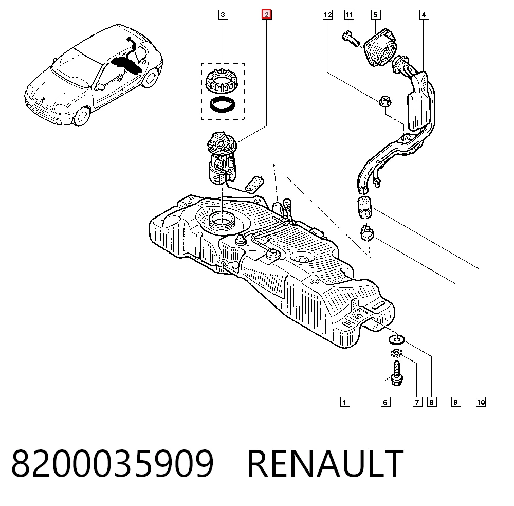 Датчик бензобака на Renault Clio II BB, CB