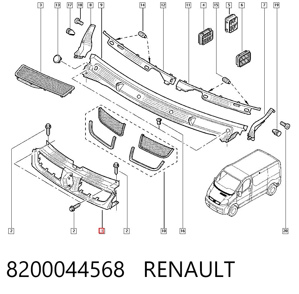Решітка радіатора на Renault Trafic II FL