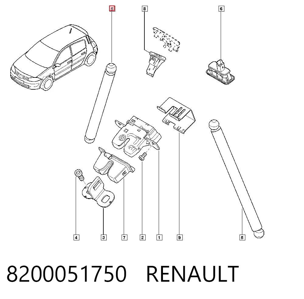 8200051750 Renault (RVI) Амортизатор кришки багажника / двері 3/5-ї задньої