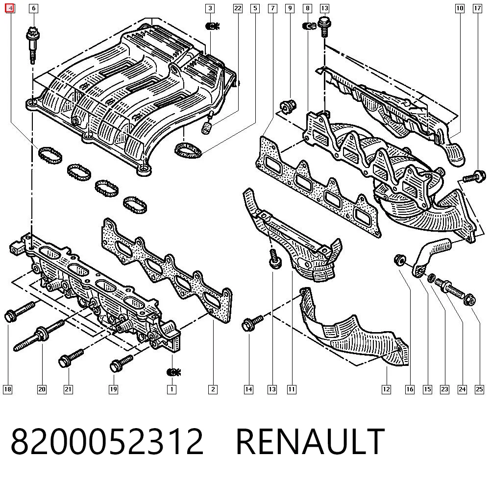 Прокладка колектору впуск Renault Scenic II