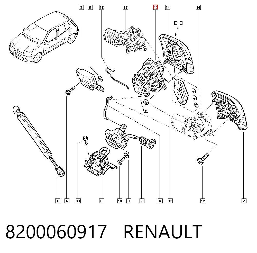 8200060917 Renault (RVI) Ручка кришки багажника внутрішня