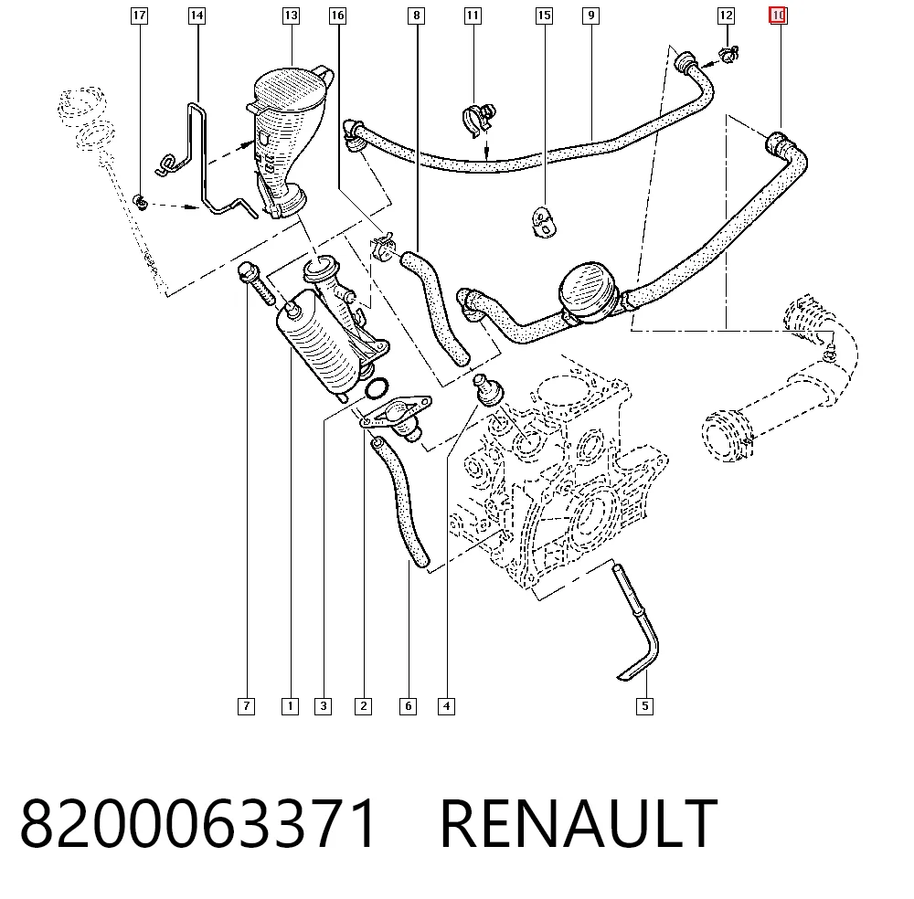 8200063371 Renault (RVI) Шланг повітряний вентиляції картера