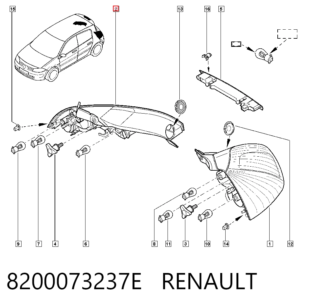 Задній правий стоп Renault Megane II