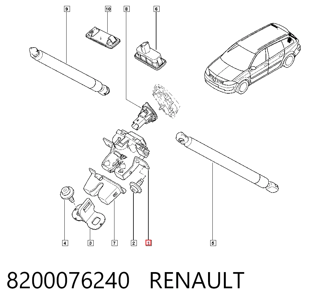 8200076240 Renault (RVI) Замок п'ятих дверей