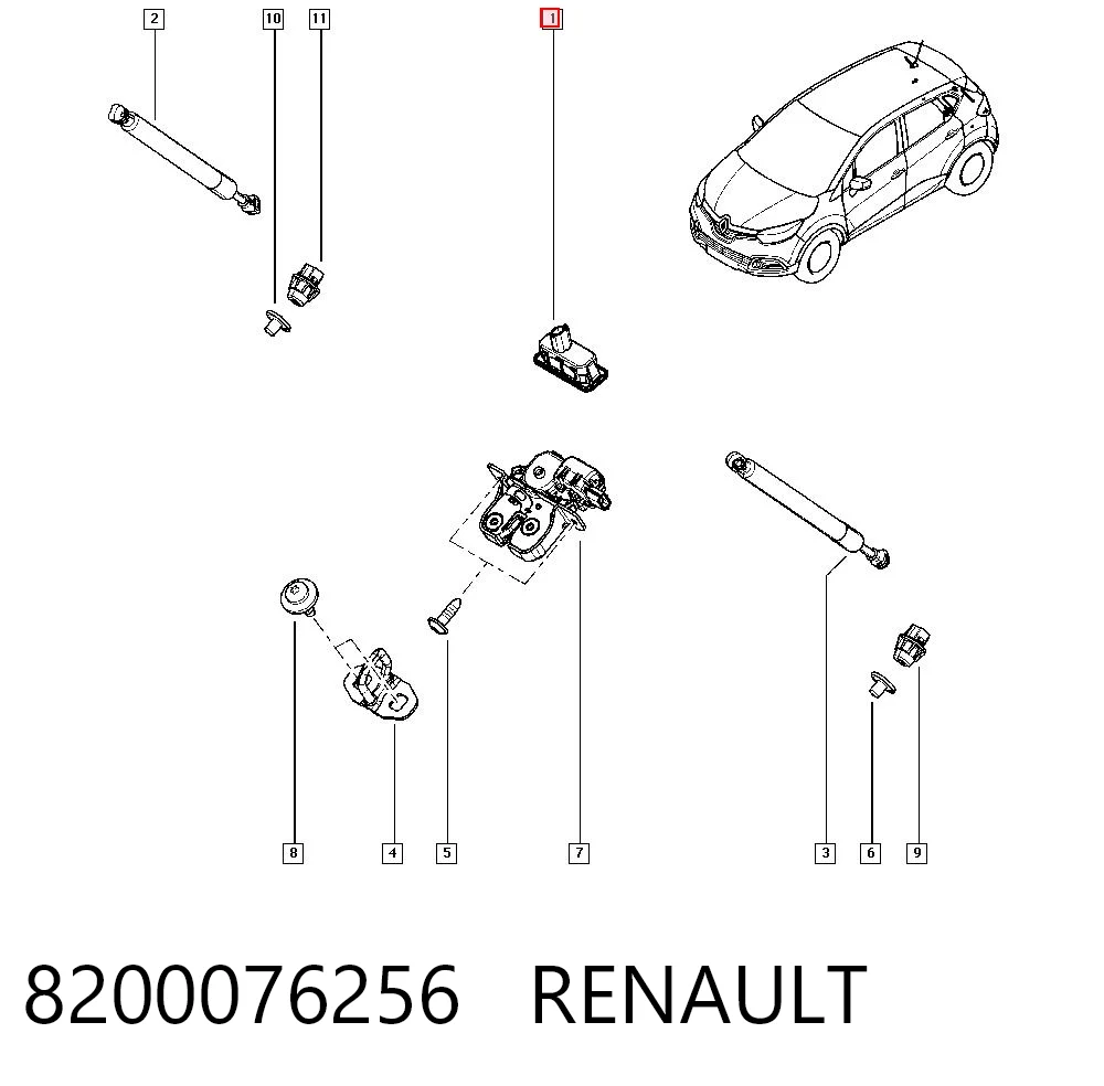 8200076256 Renault (RVI) Кнопка приводу замка 3/5 дверей (ляди) / кришки багажника