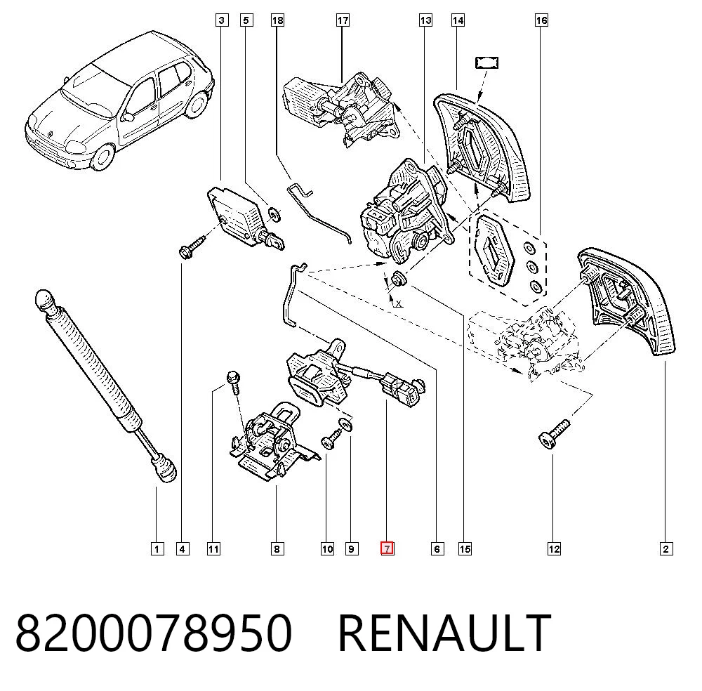 8200078950 Renault (RVI) Замок п'ятих дверей