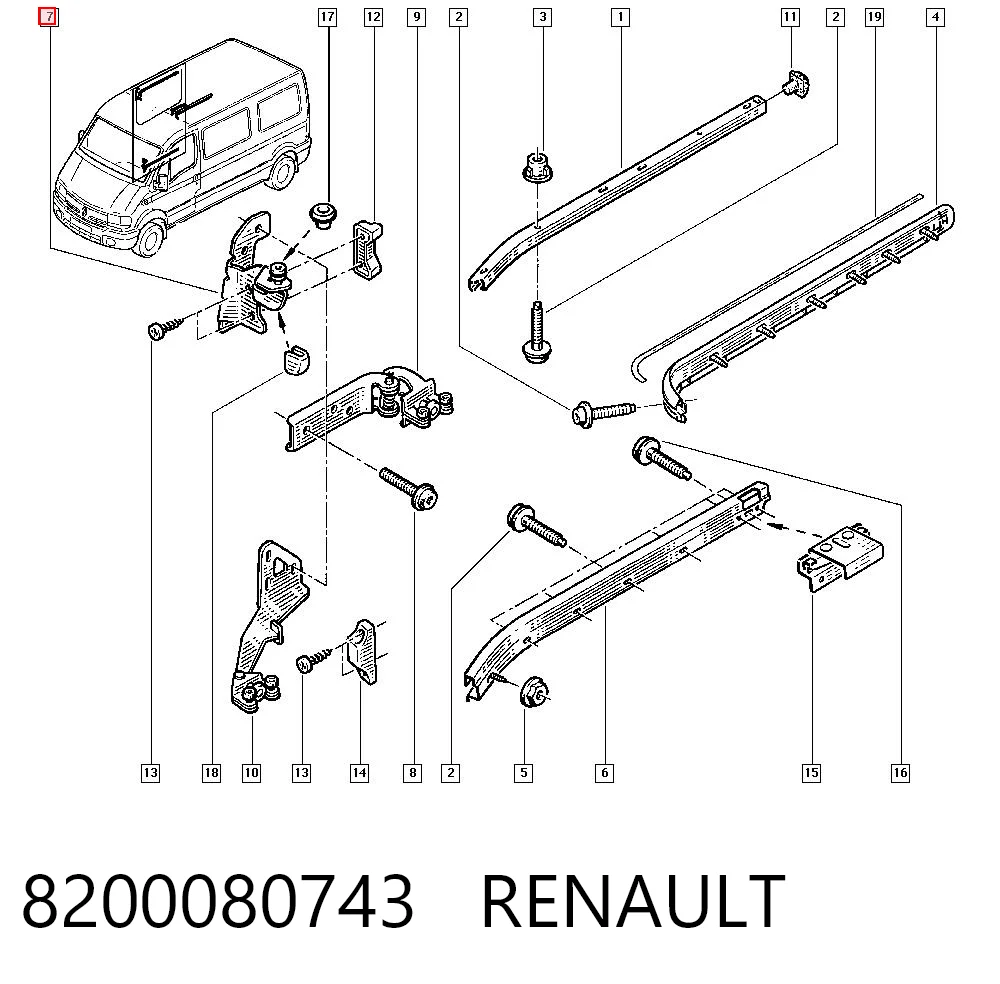8200080743 Renault (RVI) Ролик двері бічної/зсувної, правий верхній