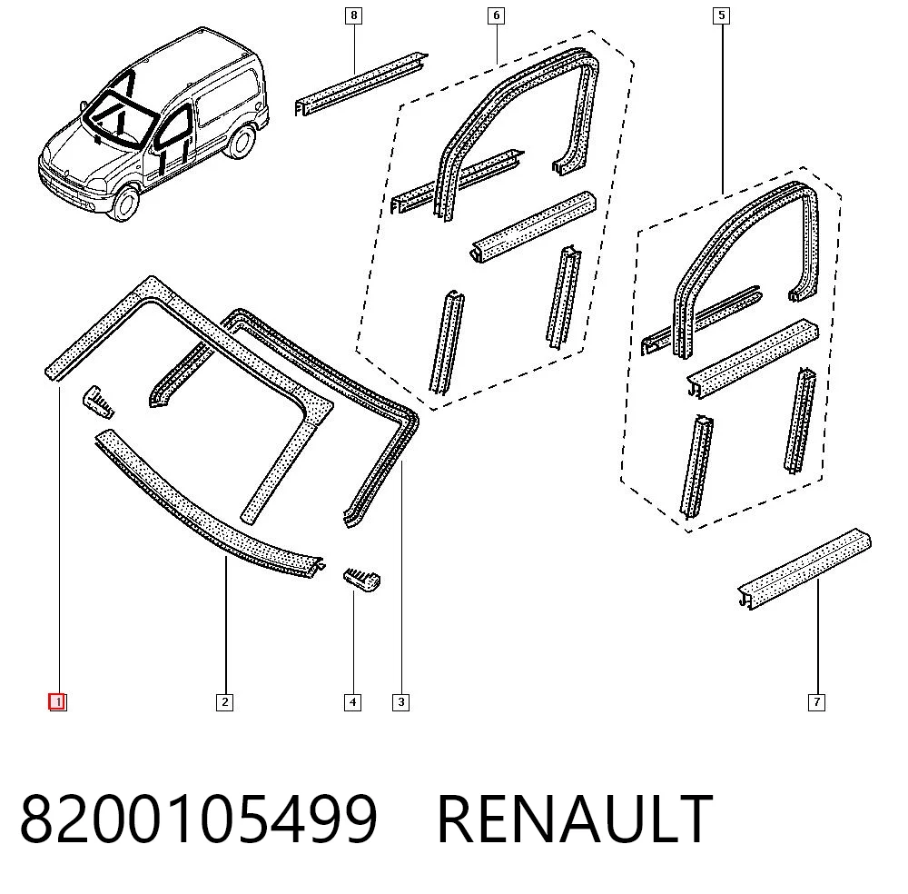 Рама лобового скла на Renault Kangoo I KC0, KC1