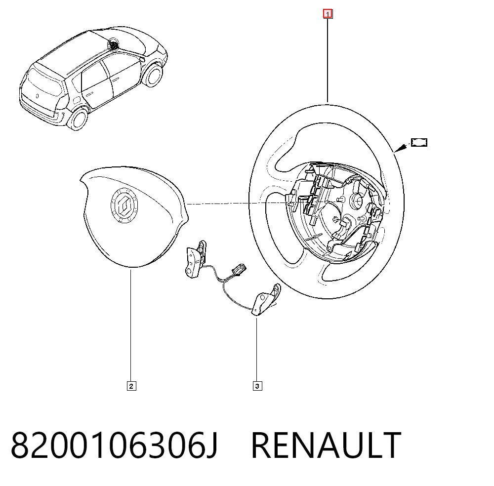 Рульове колесо Renault Kangoo II фургон (FW0) (2008 - 2021) ціна, від 13.94 USD