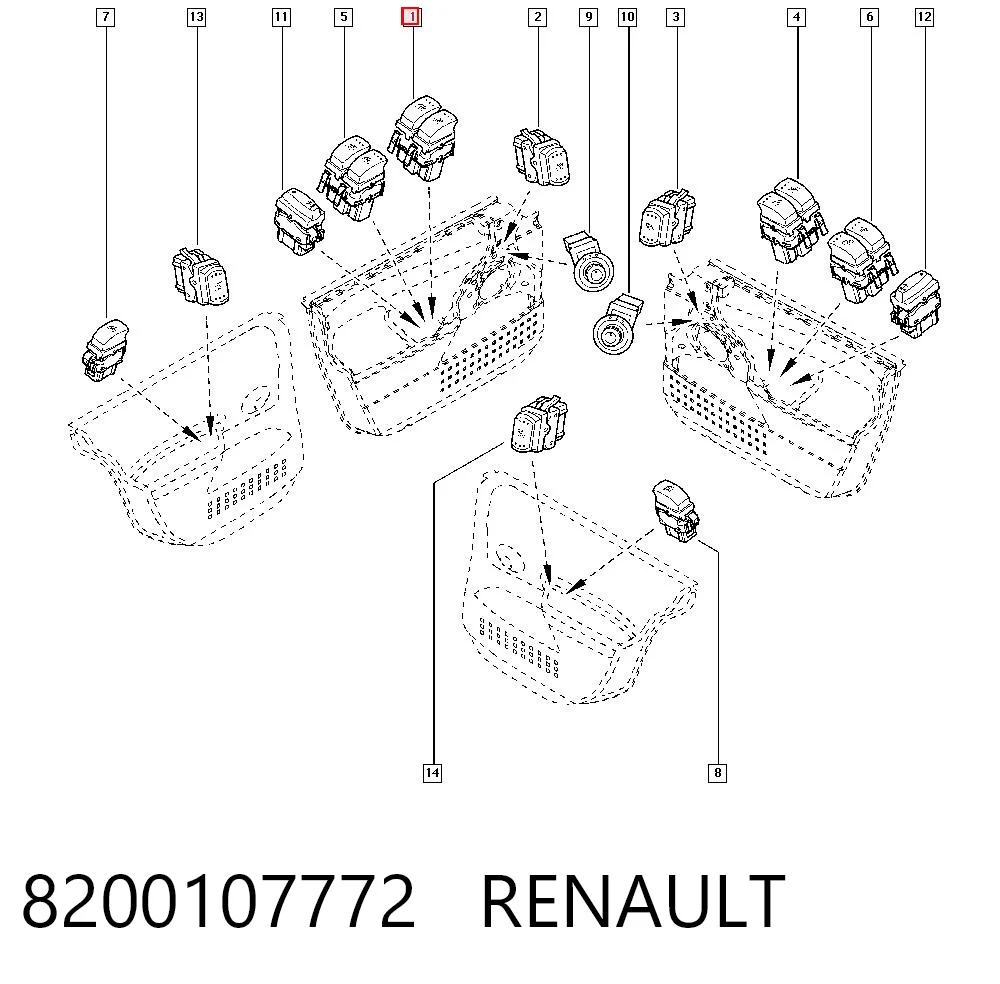 8200107772 Renault (RVI) Кнопки переднього лівого склопід'ємника