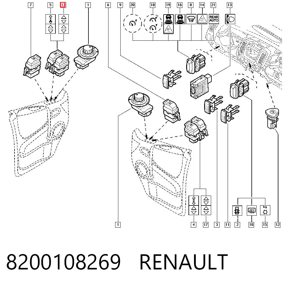 8200108269 Renault (RVI) Кнопки переднього лівого склопід'ємника