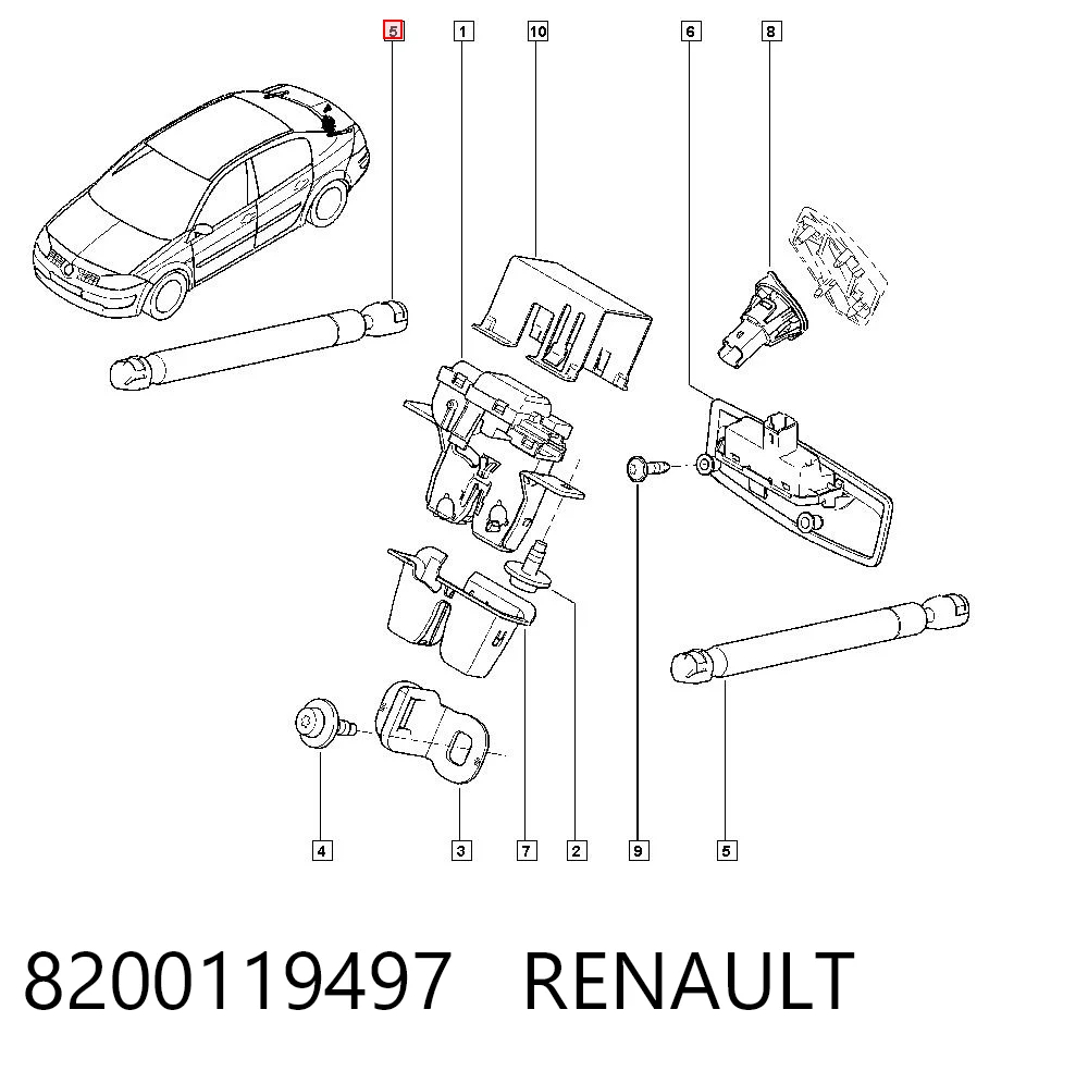 8200119497 Renault (RVI) Амортизатор кришки багажника / двері 3/5-ї задньої