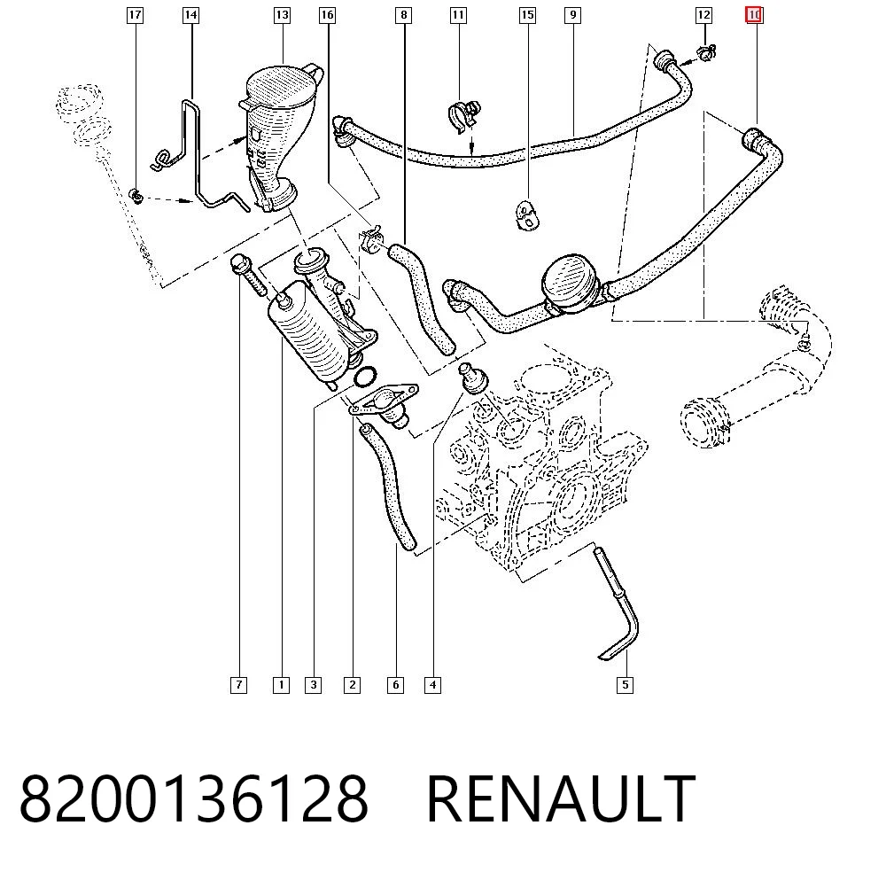 8200136128 Renault (RVI) Шланг повітряний вентиляції картера
