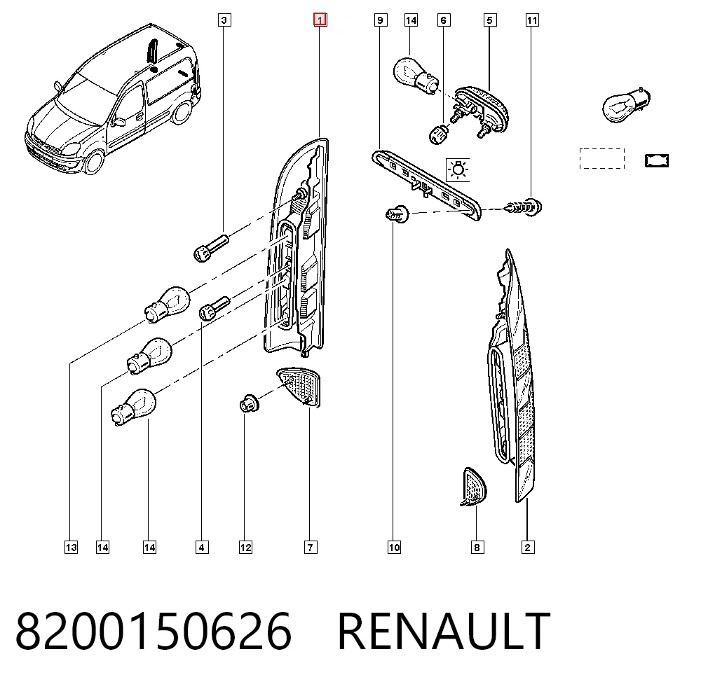  Задня права фара Renault Kangoo 1