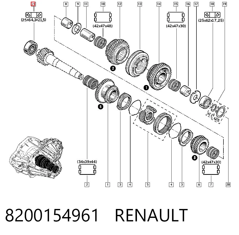 Підшипник КПП Renault Safrane 1 B54