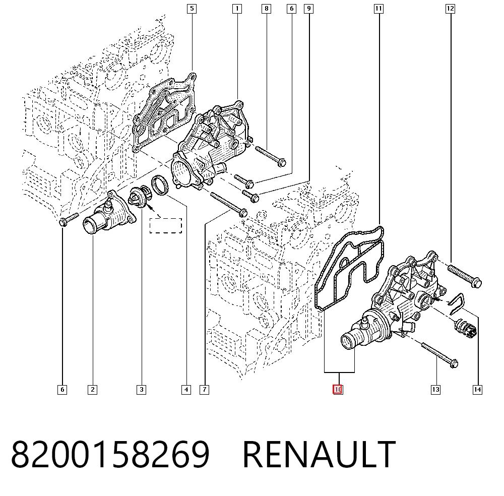 8200158269 Renault (RVI) Корпус термостата в зборі