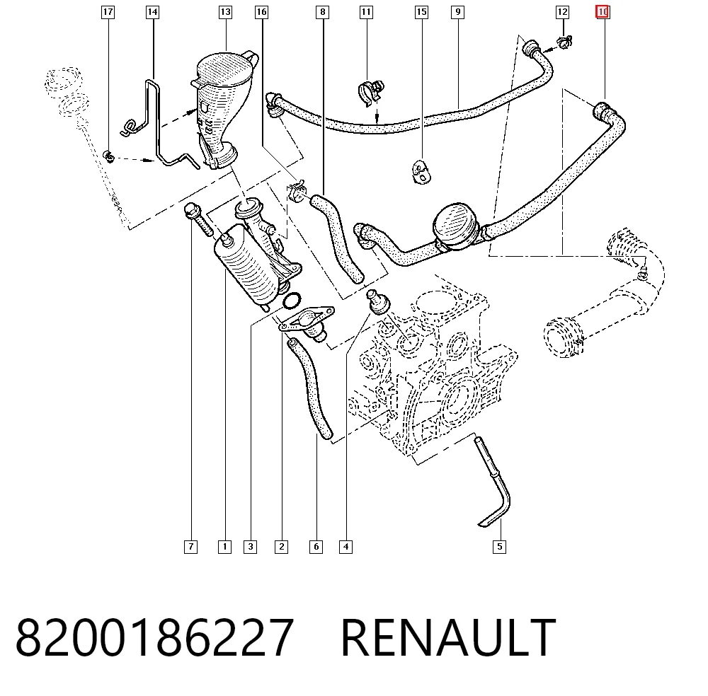 Трубка картера повітряна Renault Scenic II мінівен (JM0, JM1) (2003 - 2009) ціна, від 8.46 USD