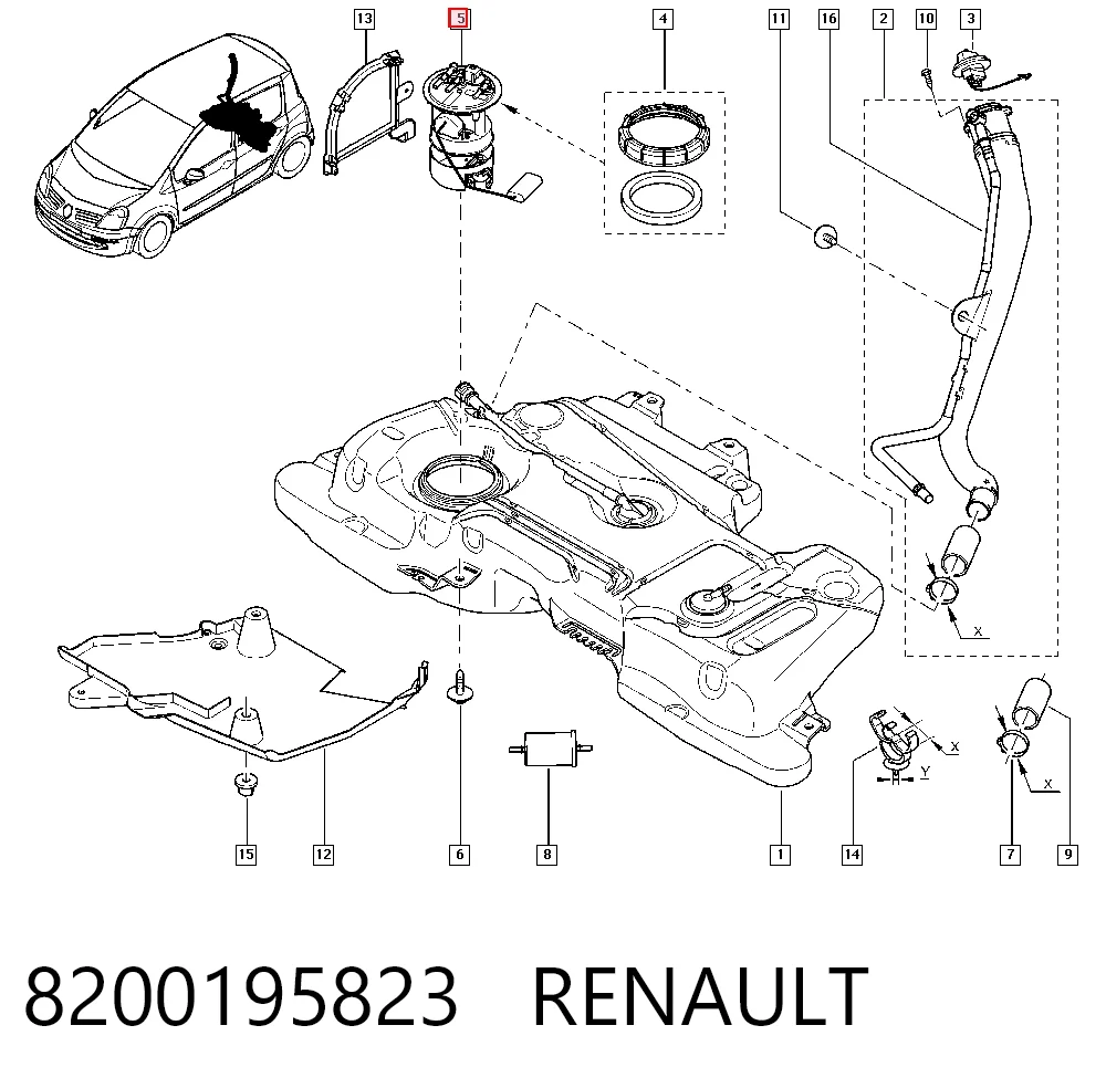 Датчик покажчика рівня палива Renault Modus мінівен (JP0) (2004 - 2012) ціна, від 45.47 USD