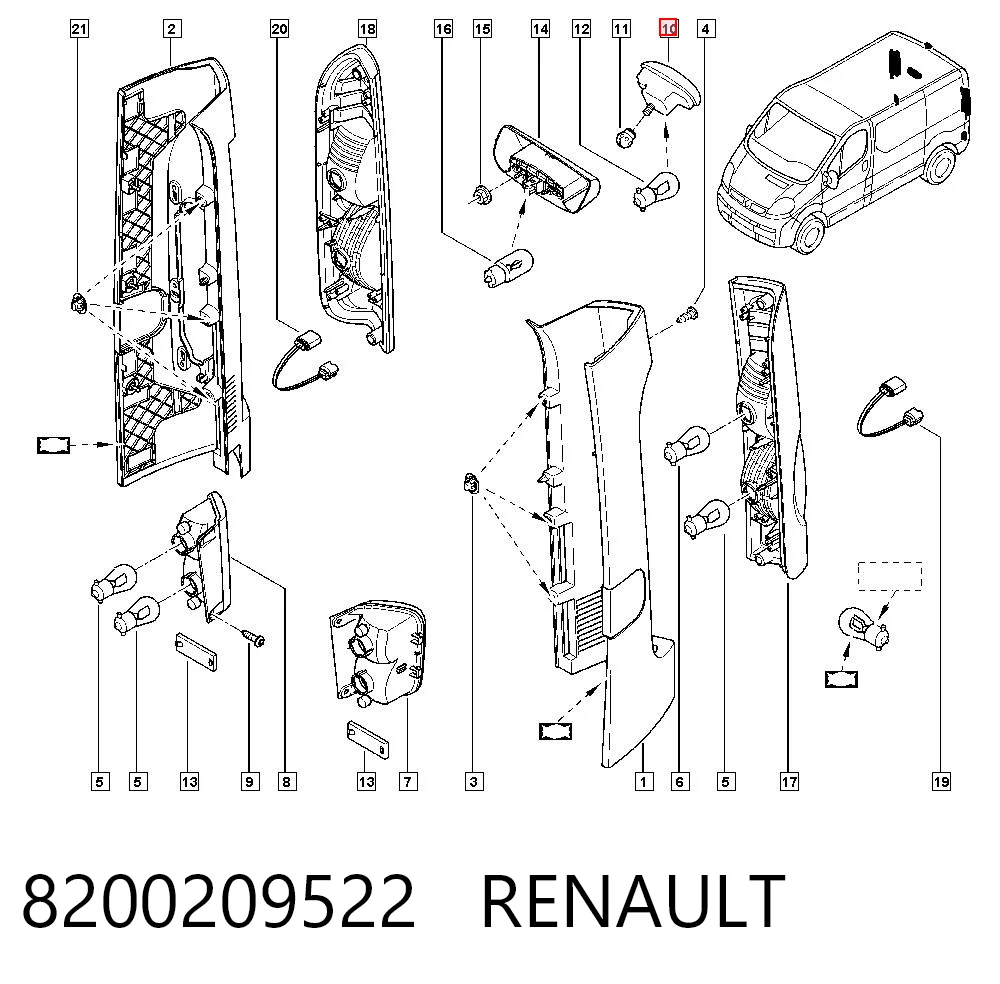 8200209522 Renault (RVI) Стоп-сигнал заднього скла